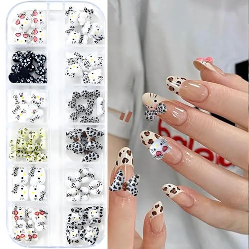 Amazon.co.jp: ヒョウ柄ネイルパーツ キティ リボンデコパーツ 1ケース