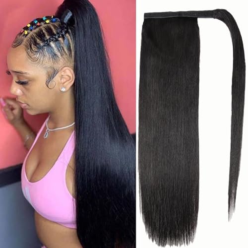 SAKALAKA Ponytail Extension Human Hair Clip in Pony Tail Hair