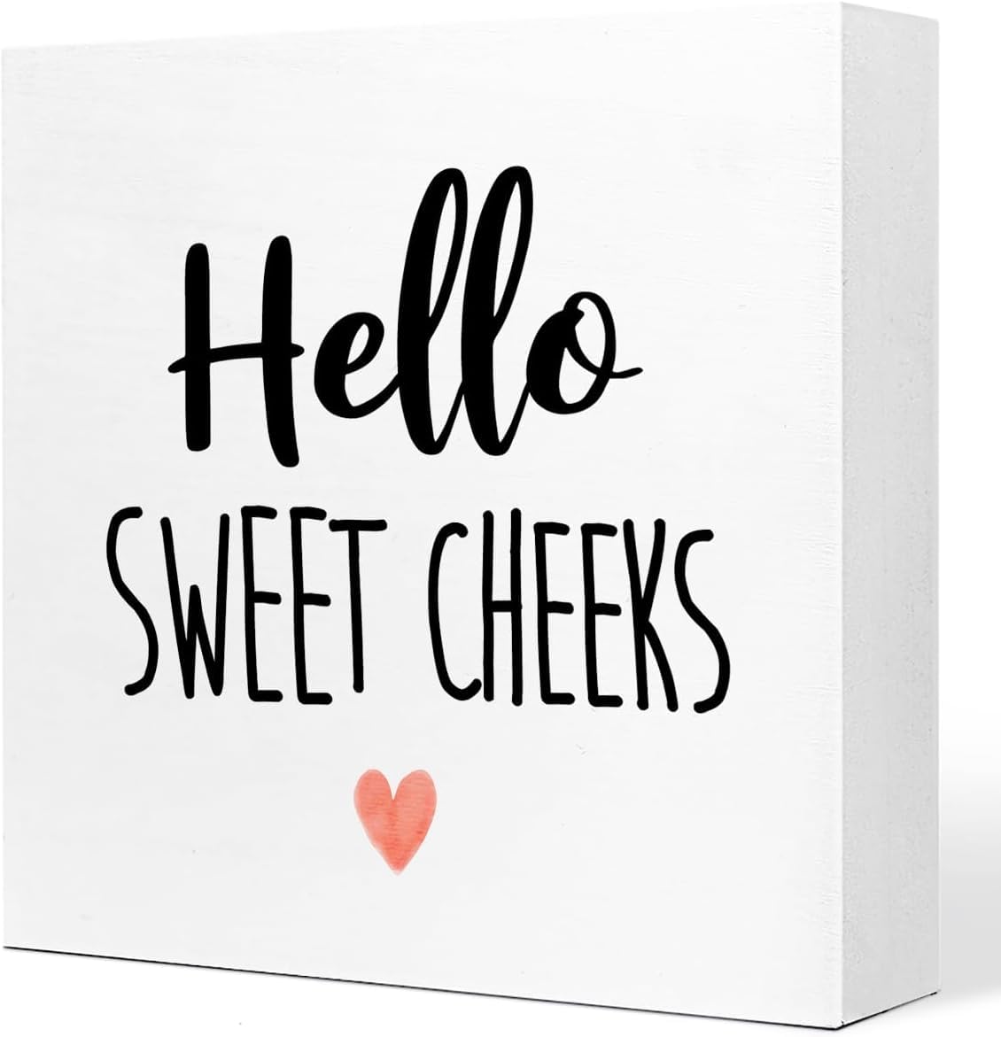 Hello Sweet Cheeks Box Sign 7x7 Inch Bathroom Decor