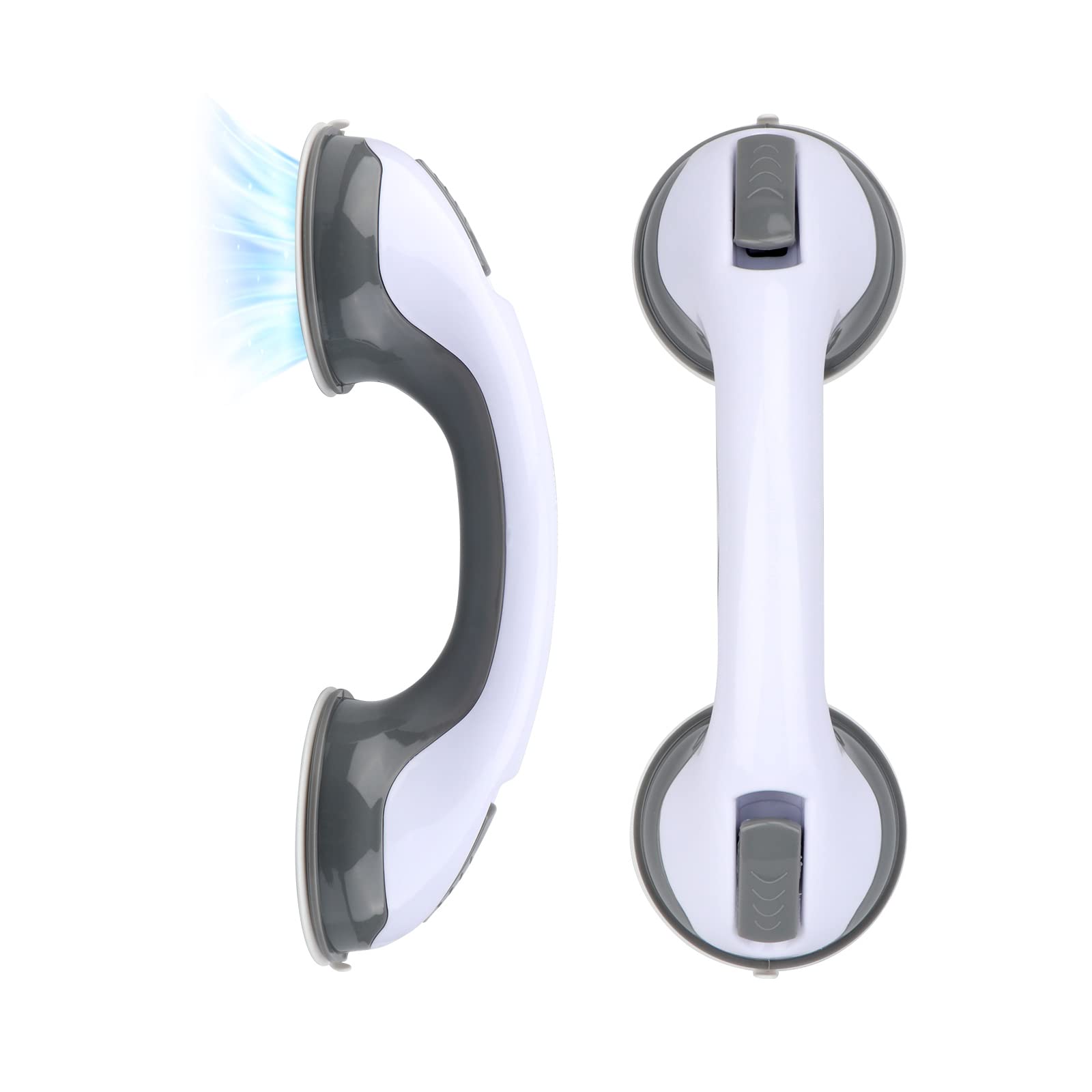 Homarket (2 Pack) Shower Handle 12 inch Grab Bars for Bathtubs and Showers Suction Grab Bar Bathroom Bathtub Bath Handles Handicap Elderly Seniors Safety Cup Grip Non Slip