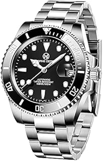 PAGRNE DESIGN Herrenuhr Submariner Automatik Mechanisch Uhren Wasserdicht 100M Analogue Edelstahl-Armband Uhren NH35 (Black)