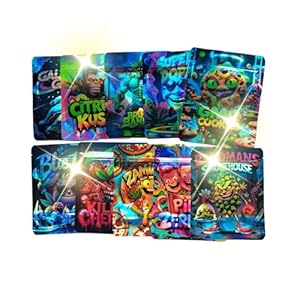 100 bolsas de Mylar de Halloween, bolsa con cremallera de 0.12 oz, patrón especial de 2 dólares, bolsas de dulces resellables de 5.01 x 4.01 pulgadas, bolsa de gominola, bolsas de