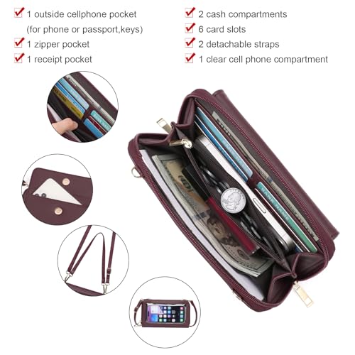 Image of GOIACII Phone Purse Crossbody Bags for Women Small Travel Wallet Touch Screen RFID Blocking
