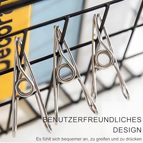 45 Stück Wäscheklammern Edelstahl, Delstahlklammern, Edelstahl Wäscheleine Klammern, Winddicht Wäscheleine Klammern für Handtuch, Kleidung, Socken