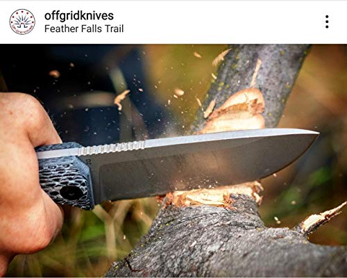 Off-Grid Knives - Tracker-X D2 Steel Fixed Blade Hard Use Knife, Full Tang with Micarta Scales, Kydex Sheath, Bushcraft, Hunting, Survival, Camping (Blackwash)