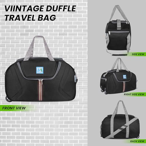 Image of M MEDLER Jerry Duffle Bag | Waterproof Strolley Duffle Bag | 2 Wheel Duffel Bag | Luggage Bag with Adjustable Strap (Black)