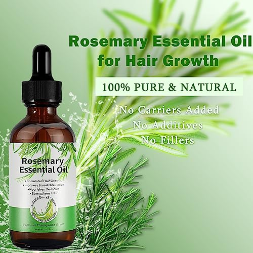Rosemary Oil for Hair Growth Rosemary Essential Oils for Hair Loss & Skin Care, Strengthens Hair, Nourishes Scalp - Image 2