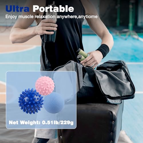 Image of WOVTE Massage Lacrosse Ball Set for Sore Muscles, Shoulders, Neck, Back, Foot, Body, Deep Tissue, Trigger Point, Muscle Knots, Yoga and Myofascial Release