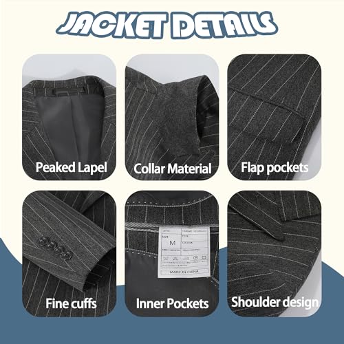 Mens Slim Fit Suit 3 Pieces Peaked Lapel Tuxedo Blazer Vest Pants Shirt Tie Prom Party Wedding Business Dinner3