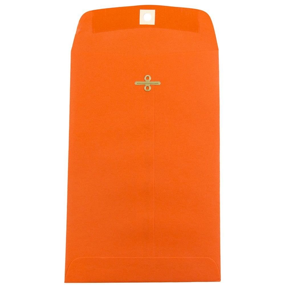 JAM PAPER 6 x 9 Open End Catalog Colored Envelopes with Clasp Closure - Orange Recycled - 10/Pack