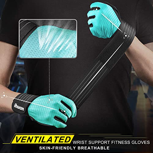 image for Ihuan Workout Gloves for Men Full-Finger: Weight Lifting Gloves for Me