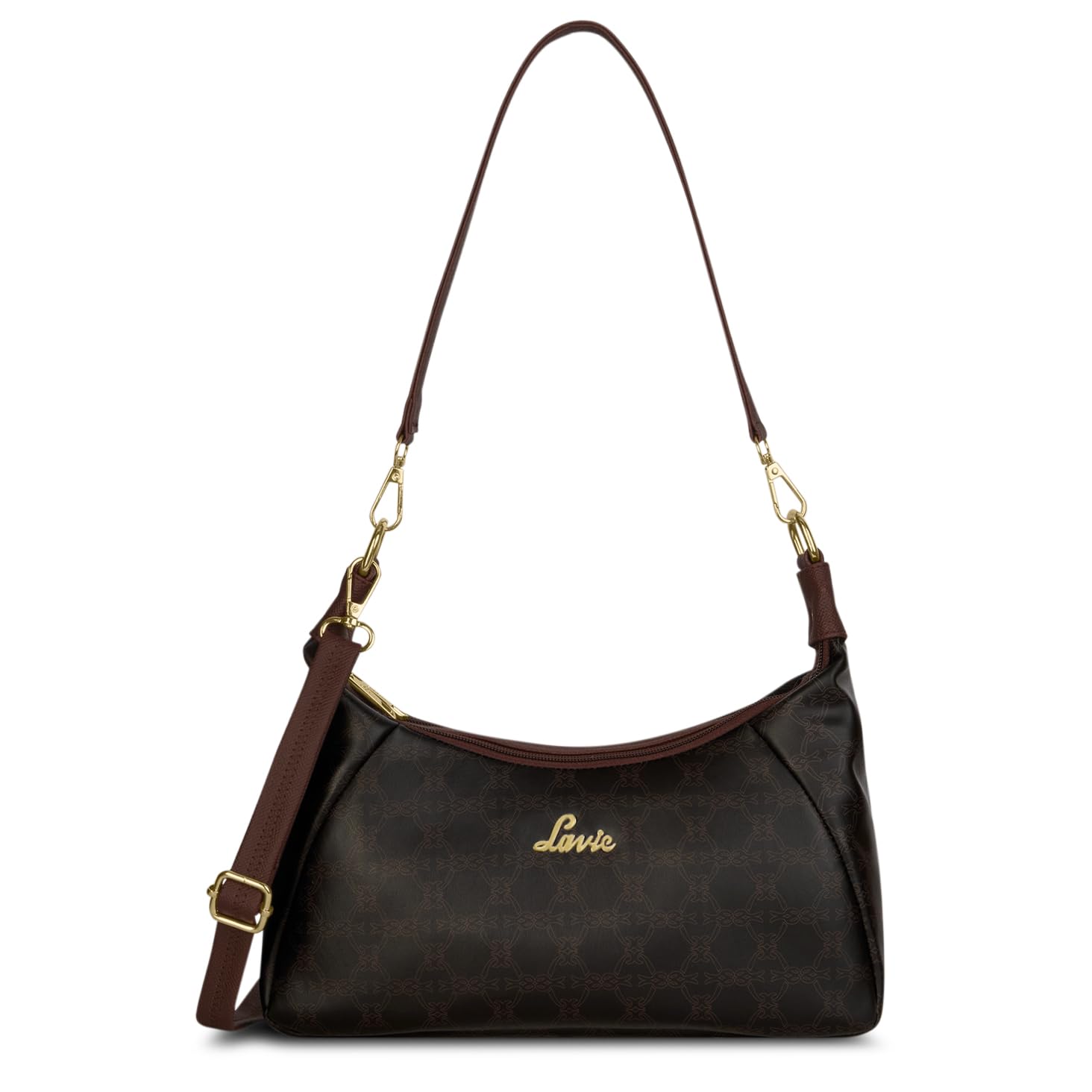 lavie Women's Monogram Leona 2-Compartment Hobo Bag | Hobo Handbag for Work | Ladies Purse | Stylish Shoulder Bag | Gift For Women-picture-20