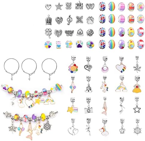 Charm Bracelet Making Kit, Jewelry Making Supplies Including European Beads Charm Pendants Snake Chains, Gifts Set for Teen Girls Arts and Crafts for Kids Ages 5 6 7 8 9 10 11 12 (multicolor)