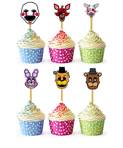 24x Spooky Animatronic Adventure Cupcake Topper Picks – Fun Birthday Party Décor for Kids