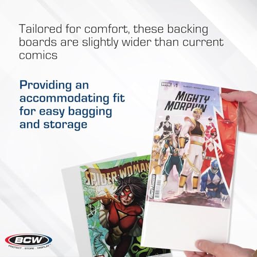 Image of BCW Current Comic Book Backing Boards - 200 Pack | 24 pt., Coated, Buffered with 3% Calcium Carbonate | Precision Cut for Current Comic Bags | Long-Term Comic Book Storage