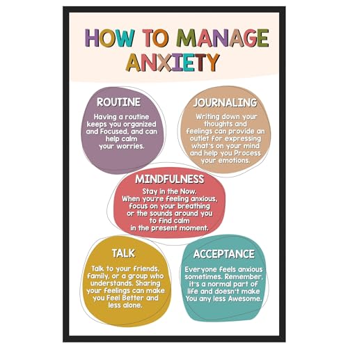 Gracehouse-Design-How-To-Manage-Anxiety-Poster-Mental-Health-Wall-Art-for-Classroom-11x17-School-Counselor-Poster-Therapy-Office-Decor-Inspirational-Posters-Positive-Quotes-Wall-Decor-Unframed