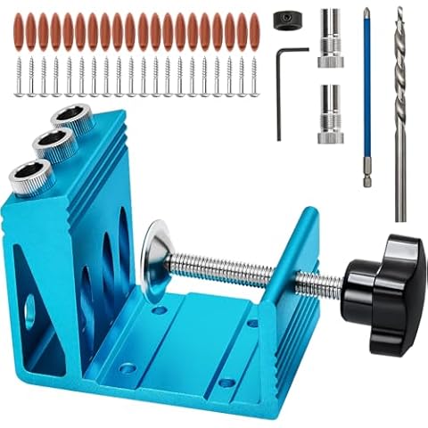 Pocket Hole Jig Kit with 3 Drill Hole for Carpentry Positioner Dowel Drill Joinery Screw Kit All-In-One Drill Hole System Set Wood Woodwork Guides Joint Angle Tool Cover
