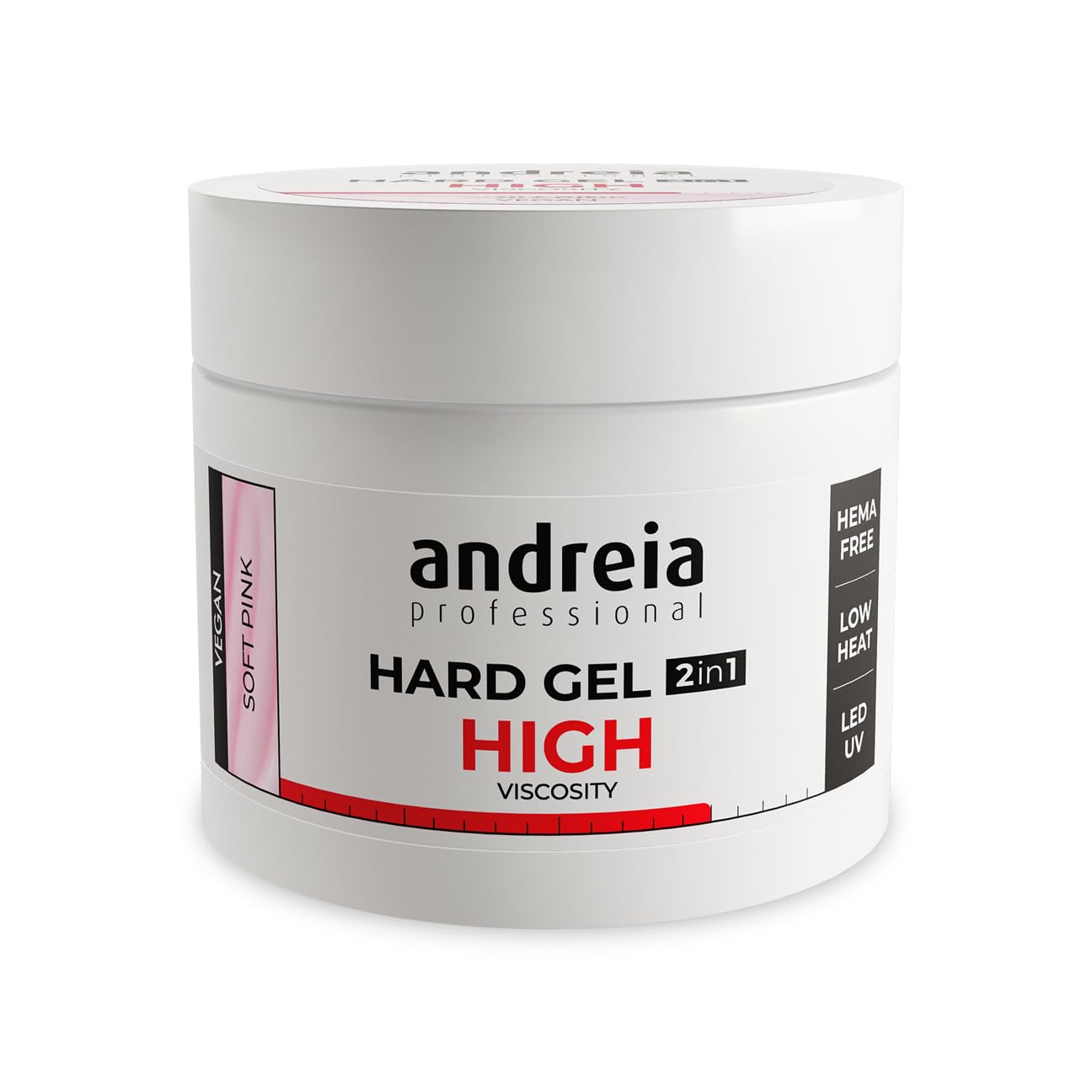 Andreia Gel Construction Unghie – Gel Bifasico UV & LED professionale per rafforzare l'unghia o l'estensione – Formula ad alta viscosità – Colore rosa morbido 200 g
