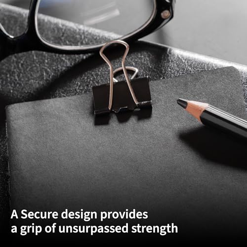 Image of 15mm Binder Clips-Black | Made of Tempered Steel, Durable & Rust-Resistant | Perfect for Holding Loose Papers | Ideal for School, Office & Home (Pack of 60)