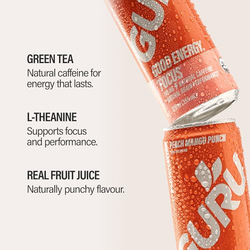 Image of GURU Organic Energy Drink, Peach Mango Punch, 12 Fl Oz, 24 Pack