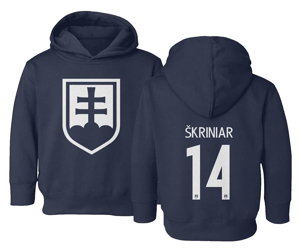 Flaura European Soccer 2020 Slovakia #14 Milan SKRINIAR Jersey Style Little Kids Girls Boys Toddler Hooded Sweatshirt (Navy, 2T)