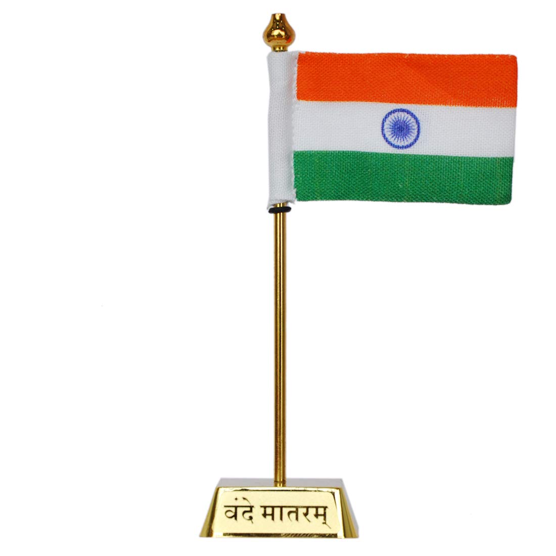 Wenyou™Gold Plated Metal Body Indian National Flag with Vande Matram Symbol in Squre Stand for Car Dashboard and Table Top (Flag Made with 100% Khadi Cloth) (B07TBNK13C) Amazon Price History, Amazon Price Tracker