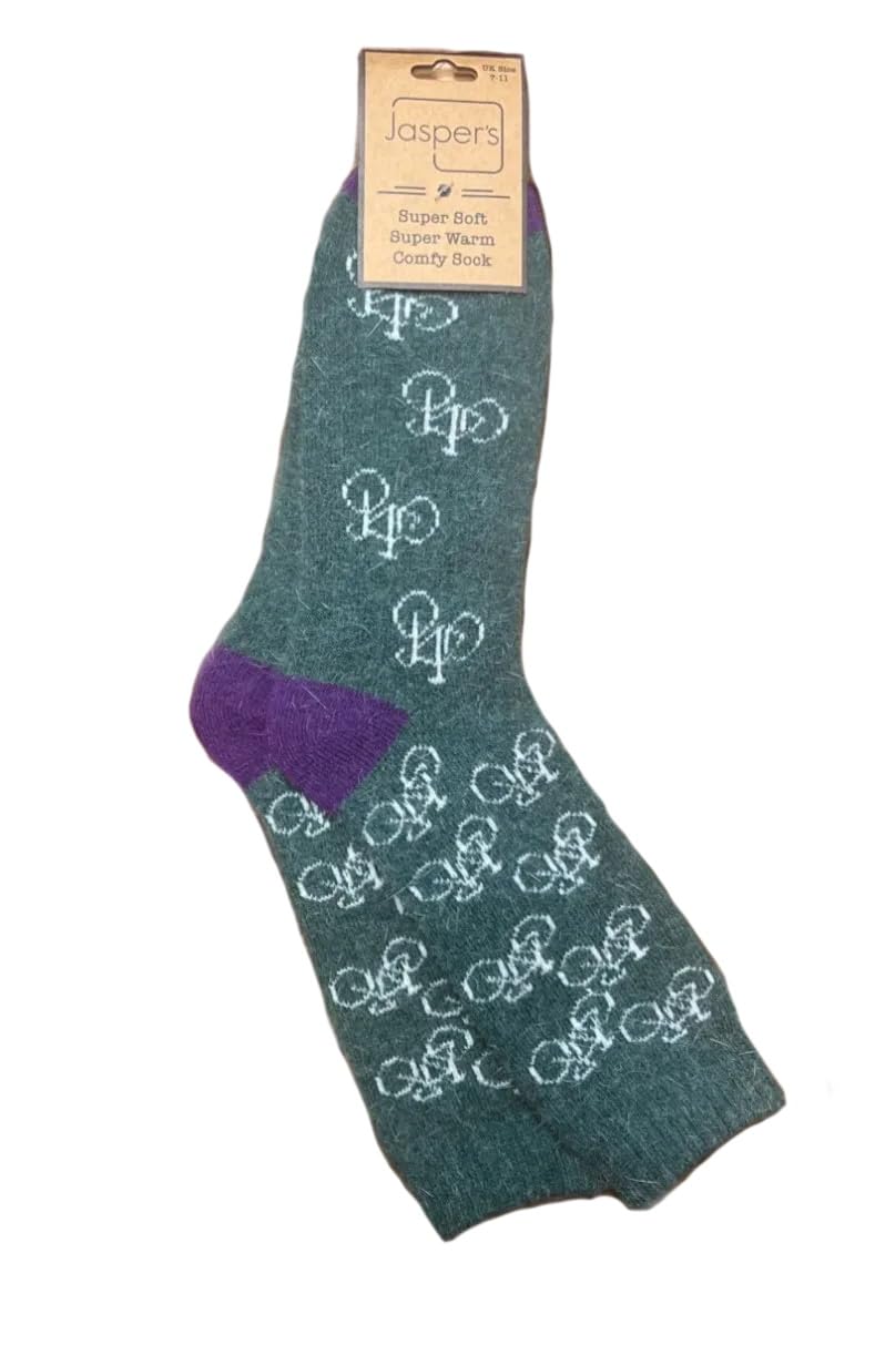 Jaspers Men's 7-11 Bike Design Socks, 1 Pair Green Thick Cosy Calf Socks