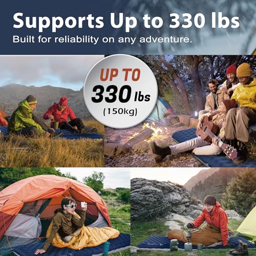Image of TREKOLOGY Sleeping Pad for Camping- Ultra-Lightweight, 4 inch Thick Camping Mat with 7.2 R-Value for All Seasons (Blue)