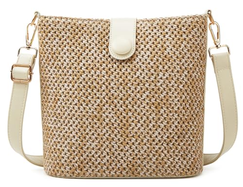 Image of Straw Beach Bags For Women Rattan Purse Summer Straw Cross-body Bag Raffia Handbag Purses Shoulder Bag Small Bucket Bag 2026