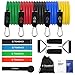 TOMSHOO Bandas Elásticas Resistencia Juego de 17, Bandas Elasticas Fitness con Manijas,Ancla de Puerta,Correas de Tobillo para Entrenamiento Fisioterapia Yoga Pilates