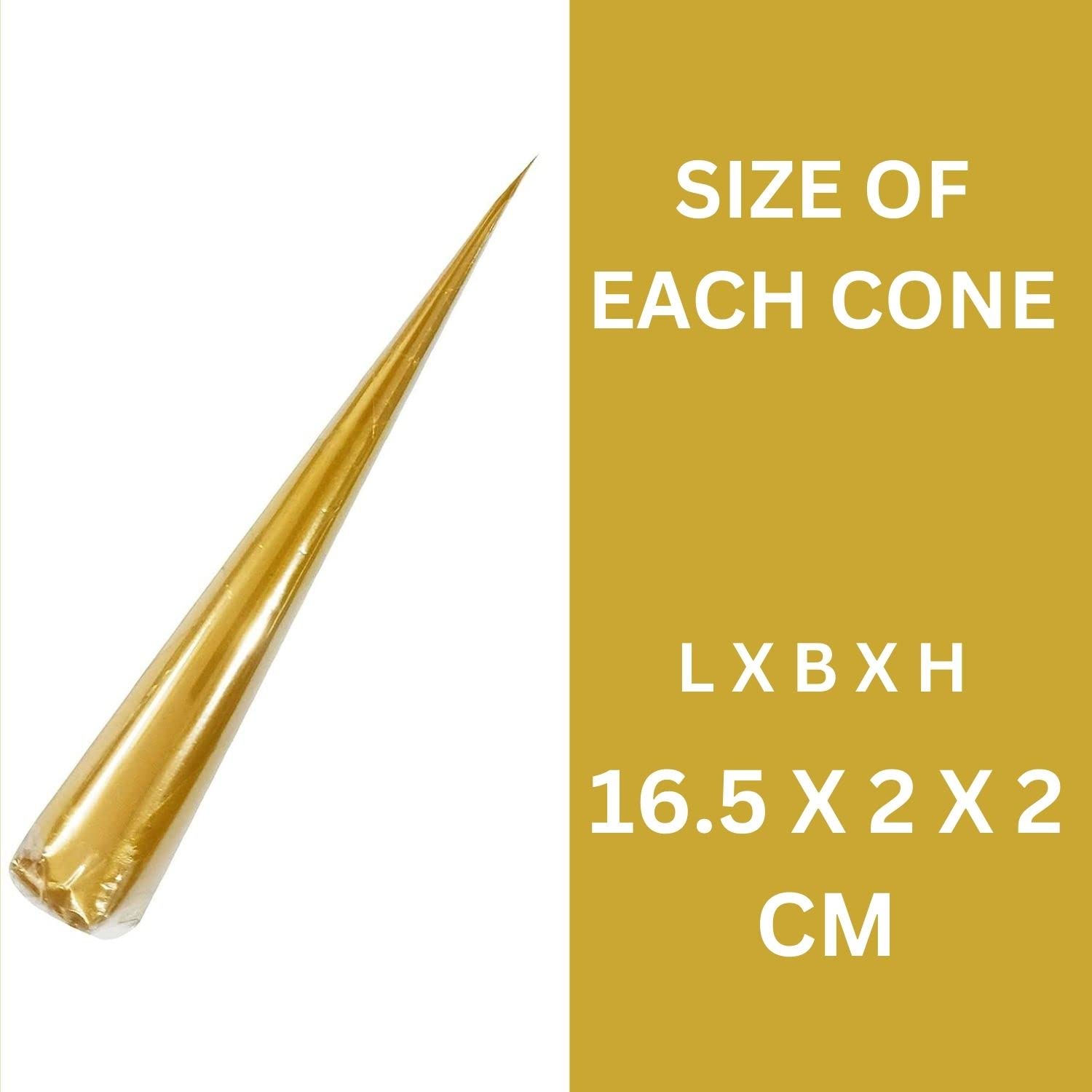 White Ceramic Cones for Arts & Crafts, Lippan Art, Mandana Art, Texture Art, Pottery, Liner, DIY Decorative Purposes (Pure for Sure) (4 GOLDEN CONE)