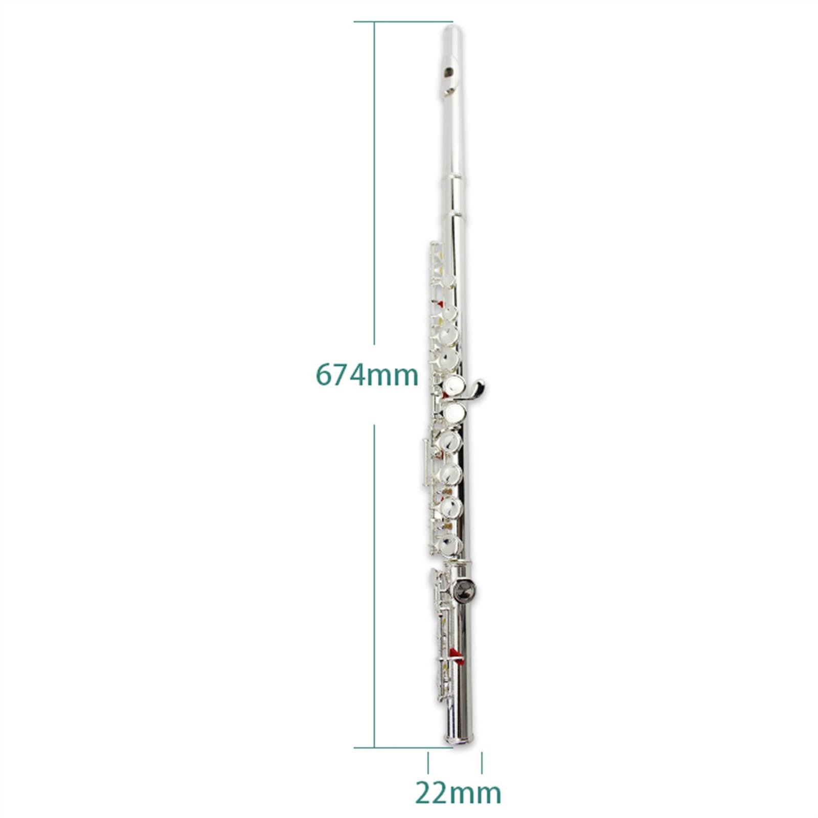 C-Ton, 16 geschlossene Löcher, Weißkupfer, versilbert, Flöteninstrument, E-Taste, geteilte Querflöte für Anfänger Flöteninstrument