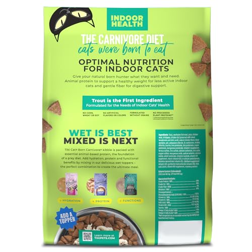 Image of Tiki Cat Born Carnivore Indoor Health Trout & Menhaden Fish Meal, Dry Cat Food for Adult Cats, 17 lbs. Mega Bag