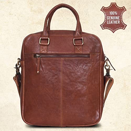 VALENCHI Real Genuine Leather 14" Laptop Messenger Bag/Briefcase For Men & Women2