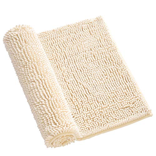 Surwin Luxueuse Tapis de Bain Antidérapant Chenille, Tapis Salle de Bain Absorbant en Microfibre Chenille, Doux et Confortable Lavable pour Douche, Baignoire...