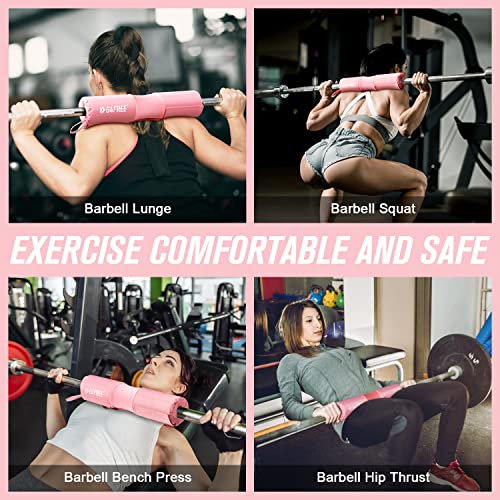 G4Free 7Pcs Barbell Pad Set For Squat, Hip Thrusts, Lunges, Leg Day, Standard Olympic Bars With 2 Gym Ankle Safety Straps, 3 Hip Resistance Bands, Barbell Pad And Carry Bag Pink #TOP1
