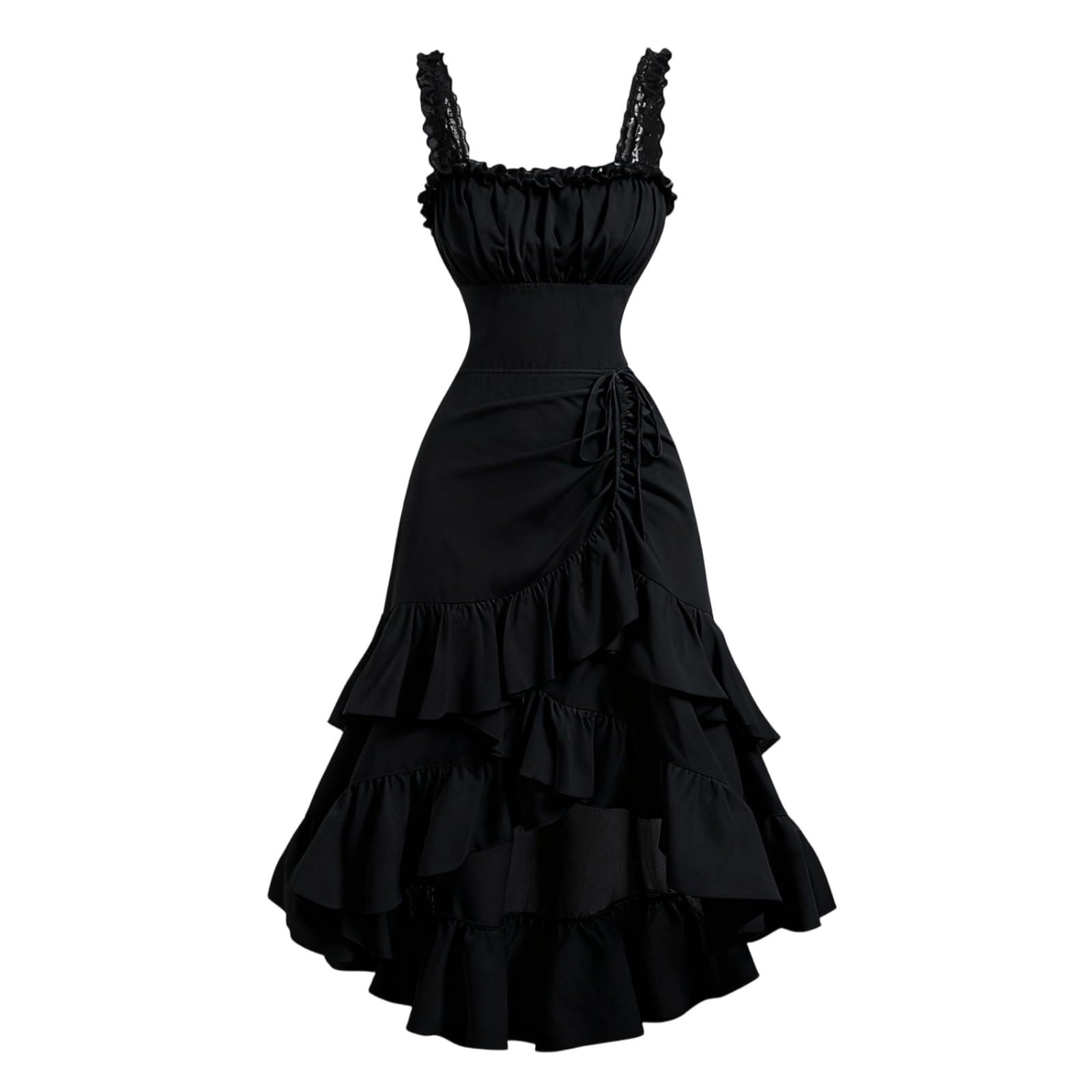 Dirndl Damen Midi Lang Dirndl Trachtenkleid Trachtenrock Elegantes mittelalterliches Abendkleid für Halloween KostümParty Damenkleid für formelle Anlässe Karneval Halloween Party