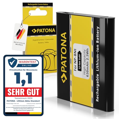 PATONA NP-BN1 Batterie 630mAh Compatible avec Sony CyberShot DSC W510 W530 W560 W610 W810 W830 WX50 WX220 DSC-QX10 DSC-QX30 DSC-QX100 DSC-W730 DSC-W800...