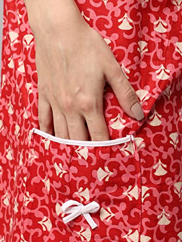 Image of Shararat Women's Cotton Printed Short Sleeveless Nighty /Night Dress|| Featured in Shark Tank India ||