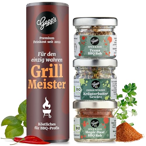 Gepp's Feinkost Grillgewürze Geschenkset 'Grillmeister' I Gourmet Texas BBQ Rub Gewürz,...