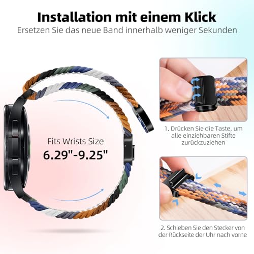 Geflochtenes Armband Kompatibel mit Samsung Galaxy Watch 7 6 5 4 40mm 44mm/6 Classic 43mm 47mm/5 Pro 45mm No Gap Armband mit Magnet Galaxy Watch Band für Damen Herren(Dunkelgrün) – Bild 6