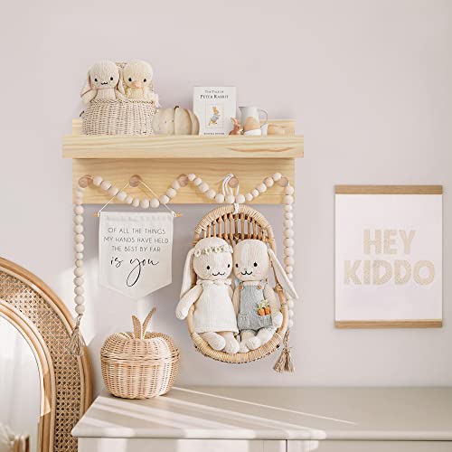 Comax Kids Floating Book Shelves For Wall Nursery, Hanging Book Shelf Wall Mount Bookshelf Organizer For Kids Room Toddler Baby Bedroom, Small Natural Wood Floating Shelves Kids Bookshelf Reading Nook #TOP1