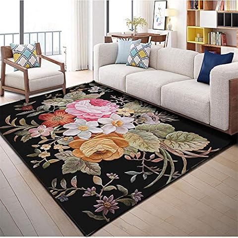 Alfombra Kunsen Floral Rectangular Suave y Resistente al Desgaste 80X160C Cover