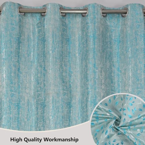 Image of FRESH FROM LOOM Polyester Bedroom Curtains Set of 3 Window Parda | Floral Room Darkening 12 Feet Long Curtains for Living Room with Eyelets Ring Parde Screens (Set of 3 |Aqua)