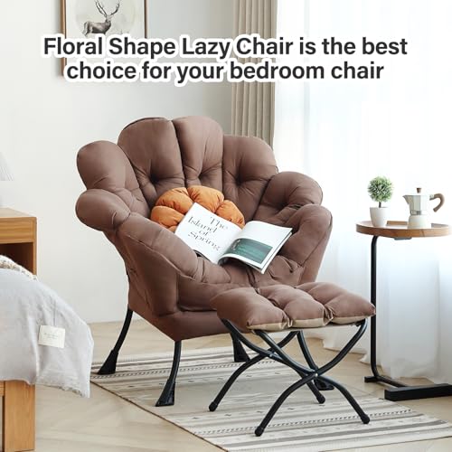 Sillón plegable cómodo floral Marrón oscuro miniatura 6