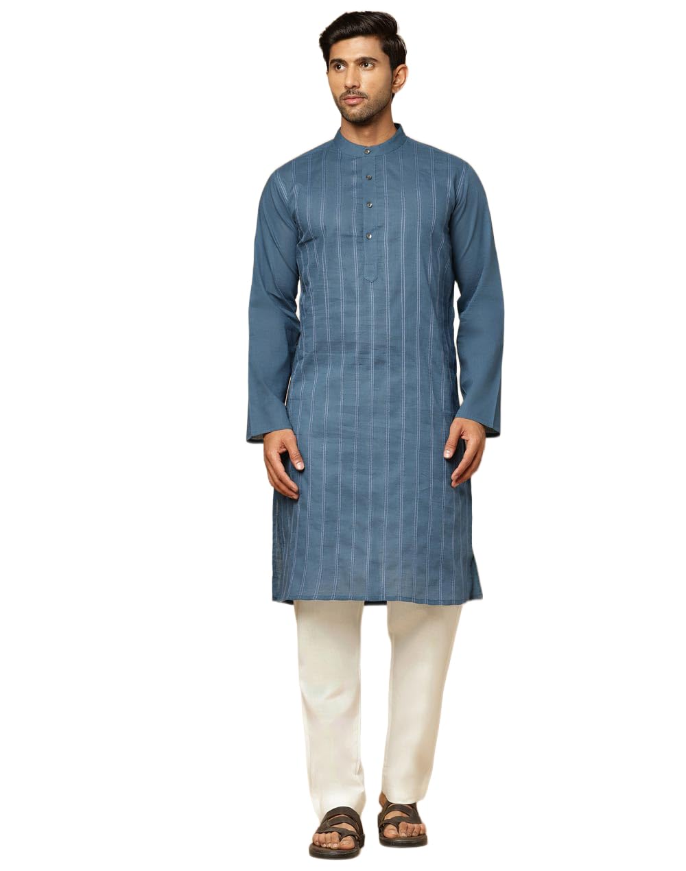 fabindia Blue Cotton Woven Slim Fit Kurta-picture-38