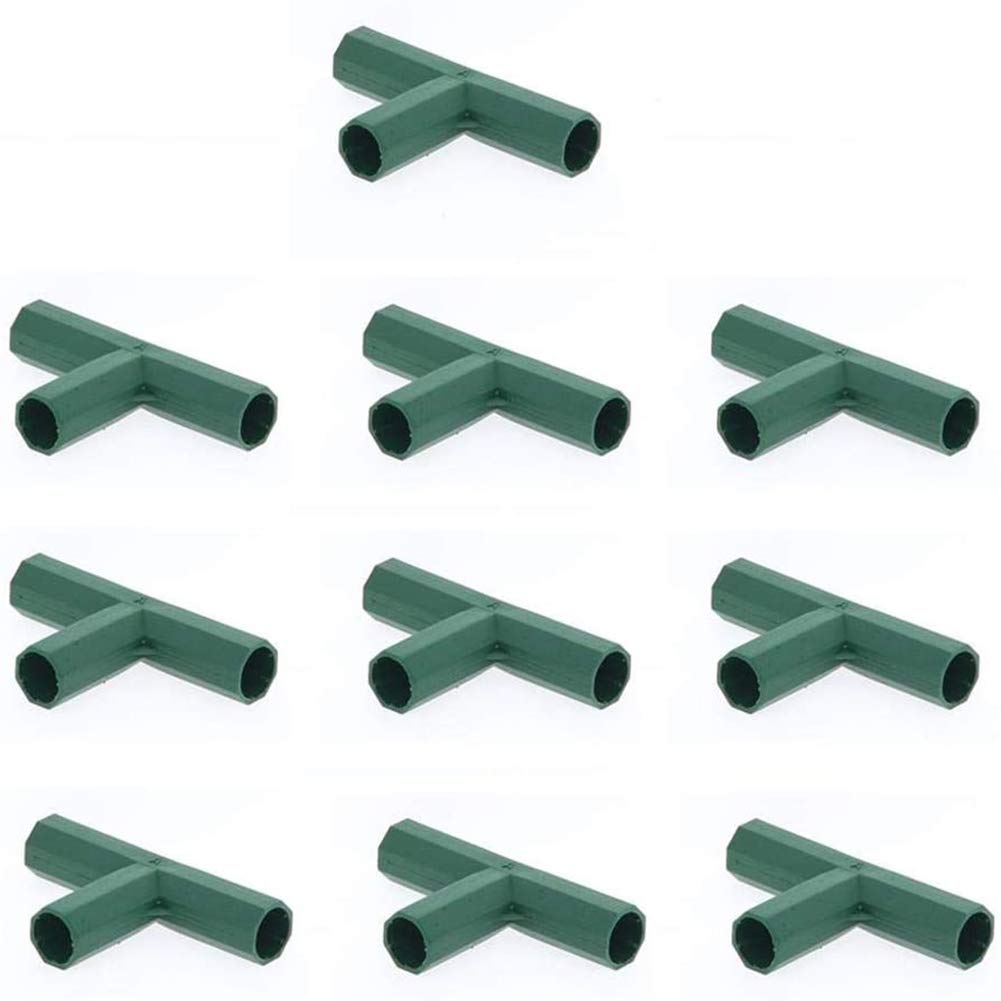10PCS Plastic Coated Canes Connector for Garden Framework/Supports Cages/Fruit Cages/Netting Frames/Fencing, Greenhouse Frame Furniture Building Connectors (3 Way Cross Connector for 11mm Rods)