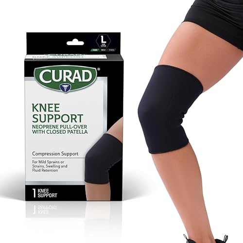 CURAD Rodillera de neopreno con rótula cerrada, talla L, (circunferencia de 16 a 18 pulgadas), 1 unidad