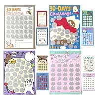 Tianeri To Do Bucket Scratch-Off List, 4X Motivational Achievements Challenge Checklist 30 Days, Good Habits Checklist For Him Or Her Men Women Kid Children