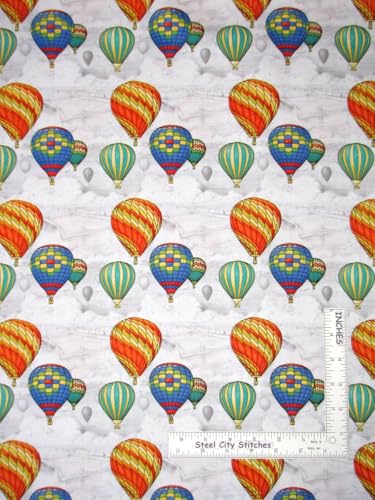 Quality Sewing Fabric – Hot Air Balloon Scenic Gray Cotton